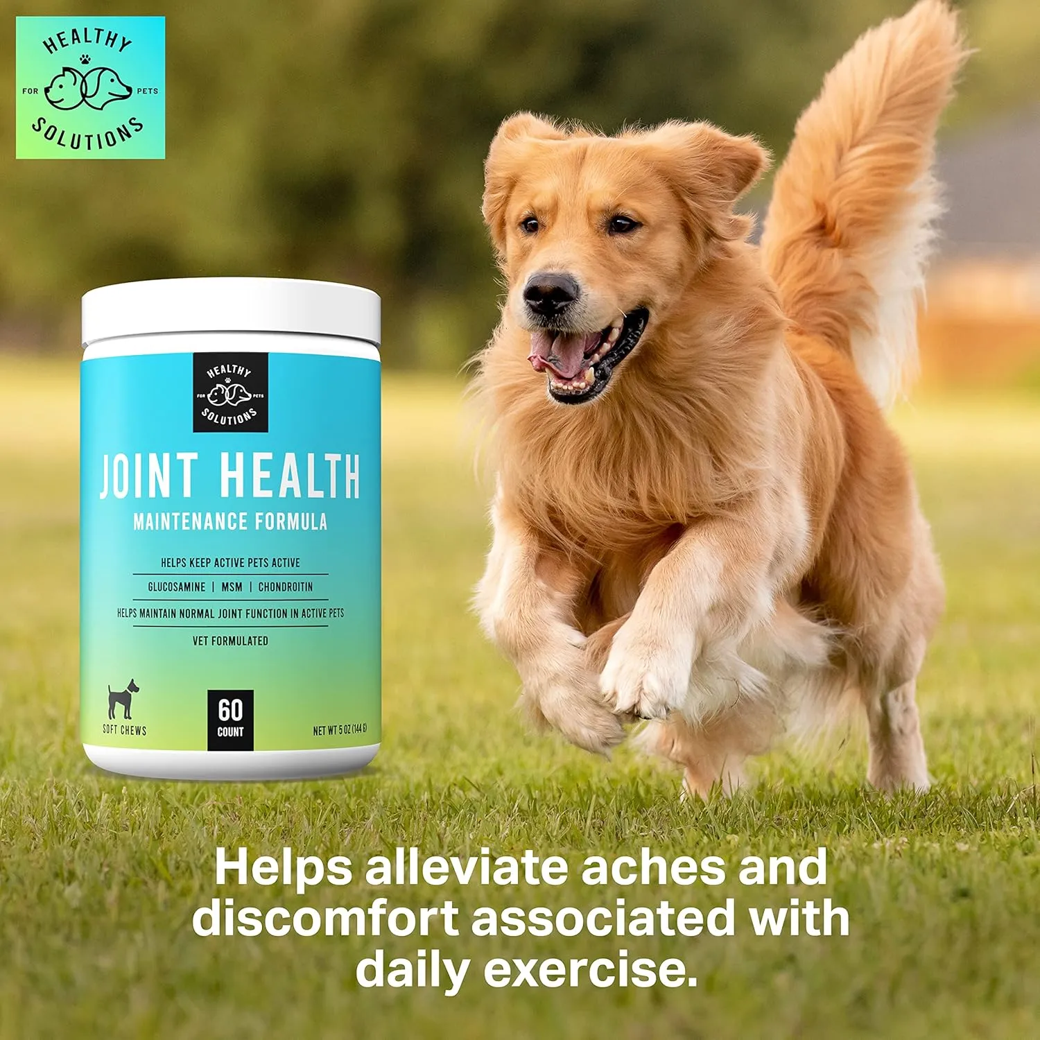 Glucosamine for Dogs - Maintenance Dog Hip & Joint Supplement with Chondroitin, MSM, & Hyaluronic Acid - 60 Soft Joint Health Chews - Made in USA