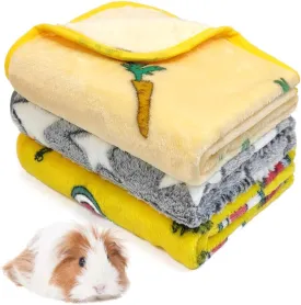 Guinea Pig Blanket (3 Pack) Ultra Soft Pet Fleece Blankets Warm Sleep Mat Flannel Sofa Cover for Dog Cat Hamster Rabbit Fluffy(S)