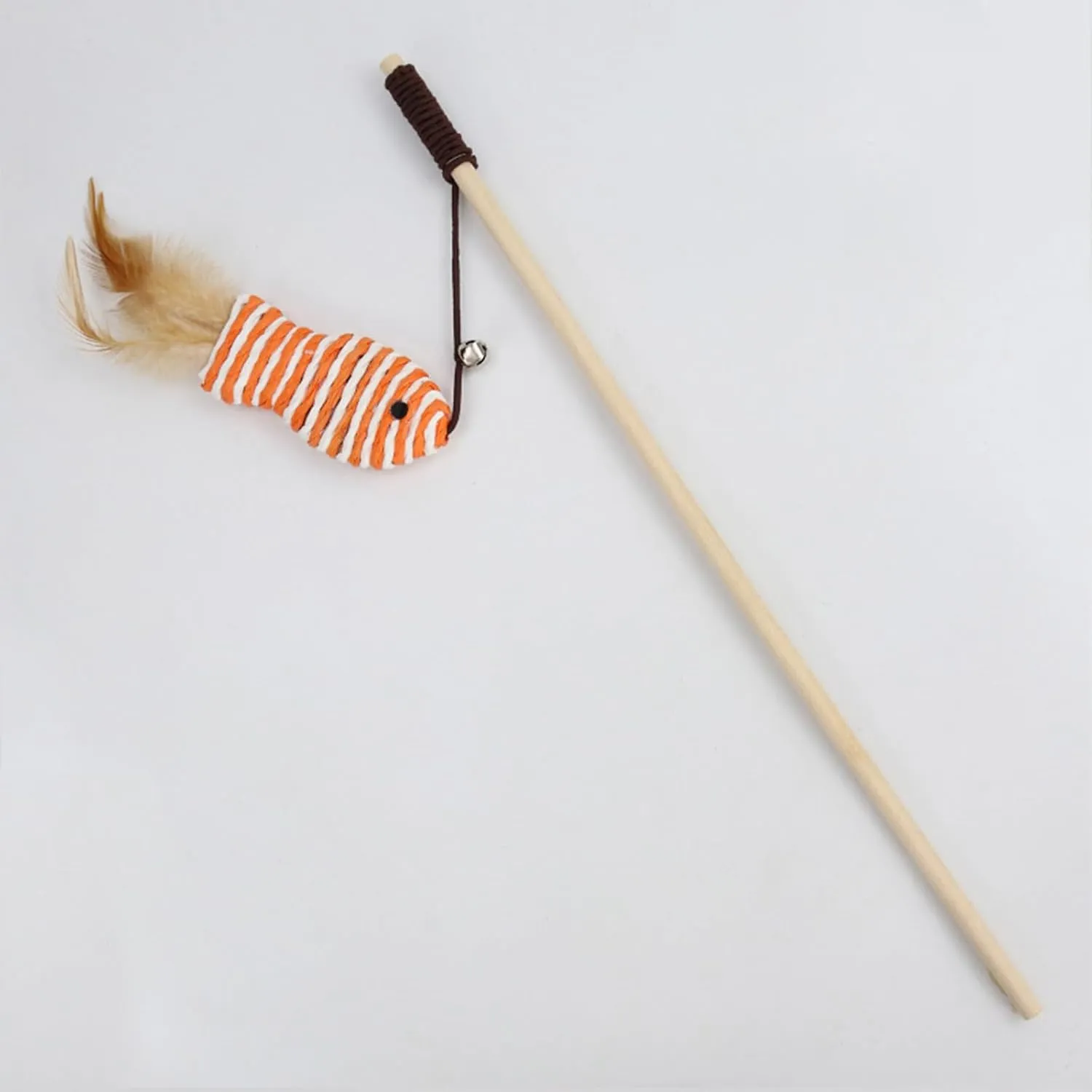Interactive Cat Wooden Toys, Interactive Cat Teaser Wand String, Charmer for Most Cats and Kittens (Feather Fish)