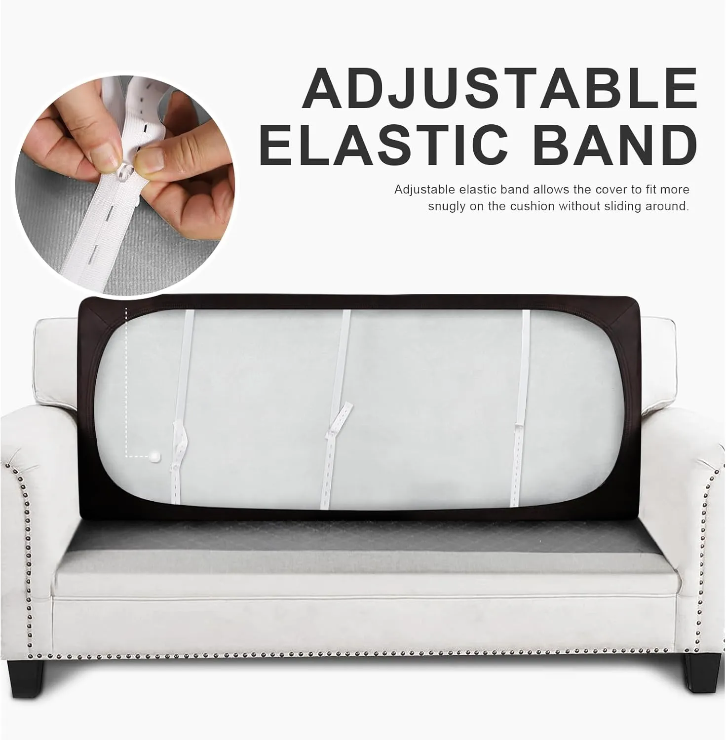Leather Like Couch Cushion Covers Sofa Slipcovers Sets Couches Furniture Protector Covers for Sectional Armchair Loveseat Stretch Spandex Fabric, Machine Washable (1 Cushion Sofa, Chocolate)