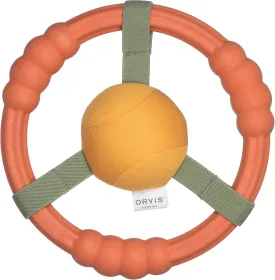 Orvis Dog Whitewater Toss Ring Floating Fetch Toy and Chew; High Visibility Wheel Shaped Frisbee Dog Toy - Floats in Water, Quick Dry, Easy to Clean, Squeaky Toy for Large Dogs, Aggressive Chewers