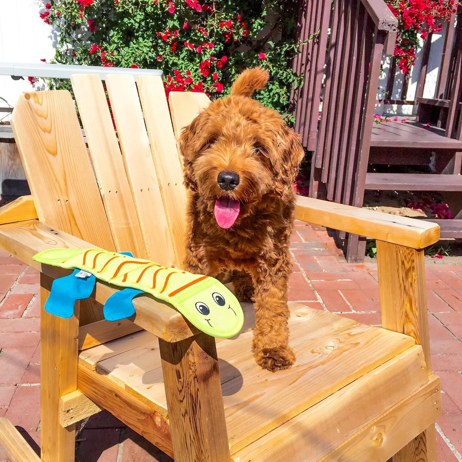 Outward Hound Fire Biterz Dragon Plush Firehose Material Interactive Dog Toy, Large