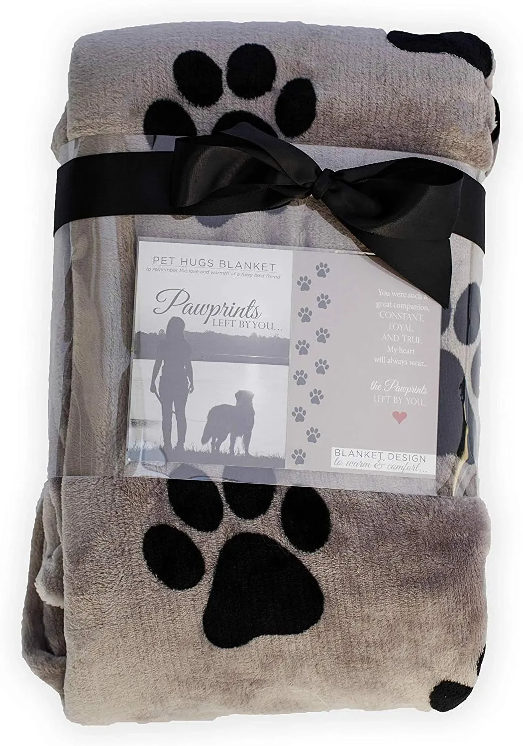 Pawprints Left by You Personalized Pet Memorial Blanket with Heartfelt Sentiment - Comforting Pet Loss/Bereavement Gift