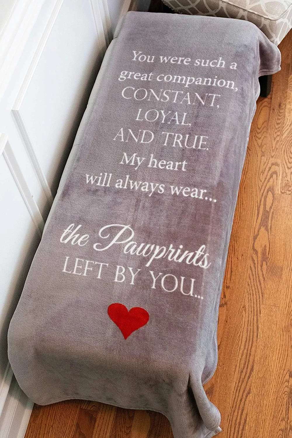 Pawprints Left by You Personalized Pet Memorial Blanket with Heartfelt Sentiment - Comforting Pet Loss/Bereavement Gift