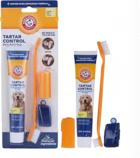 Pets Toothpaste, Toothbrush & Fingerbrush Tartar Control Kit for Dog 3-Piece Kit, Banana Mint Flavor