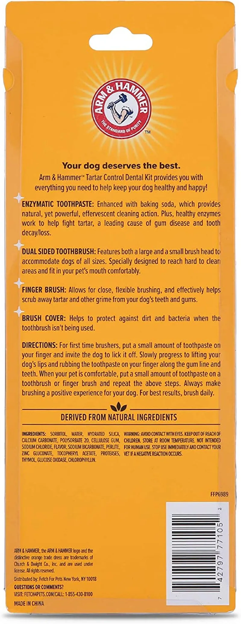 Pets Toothpaste, Toothbrush & Fingerbrush Tartar Control Kit for Dog 3-Piece Kit, Banana Mint Flavor