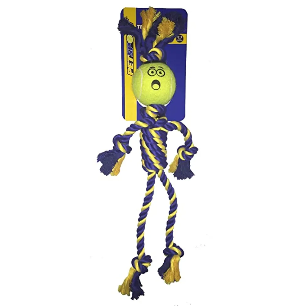 Petsport Braided Rope Rasta Man with Tennis Ball for Dogs