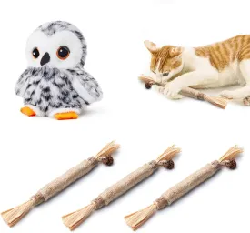 Potaroma 3 Pack Silvervine Cat Chew Toys and Flapping Snowy Owl