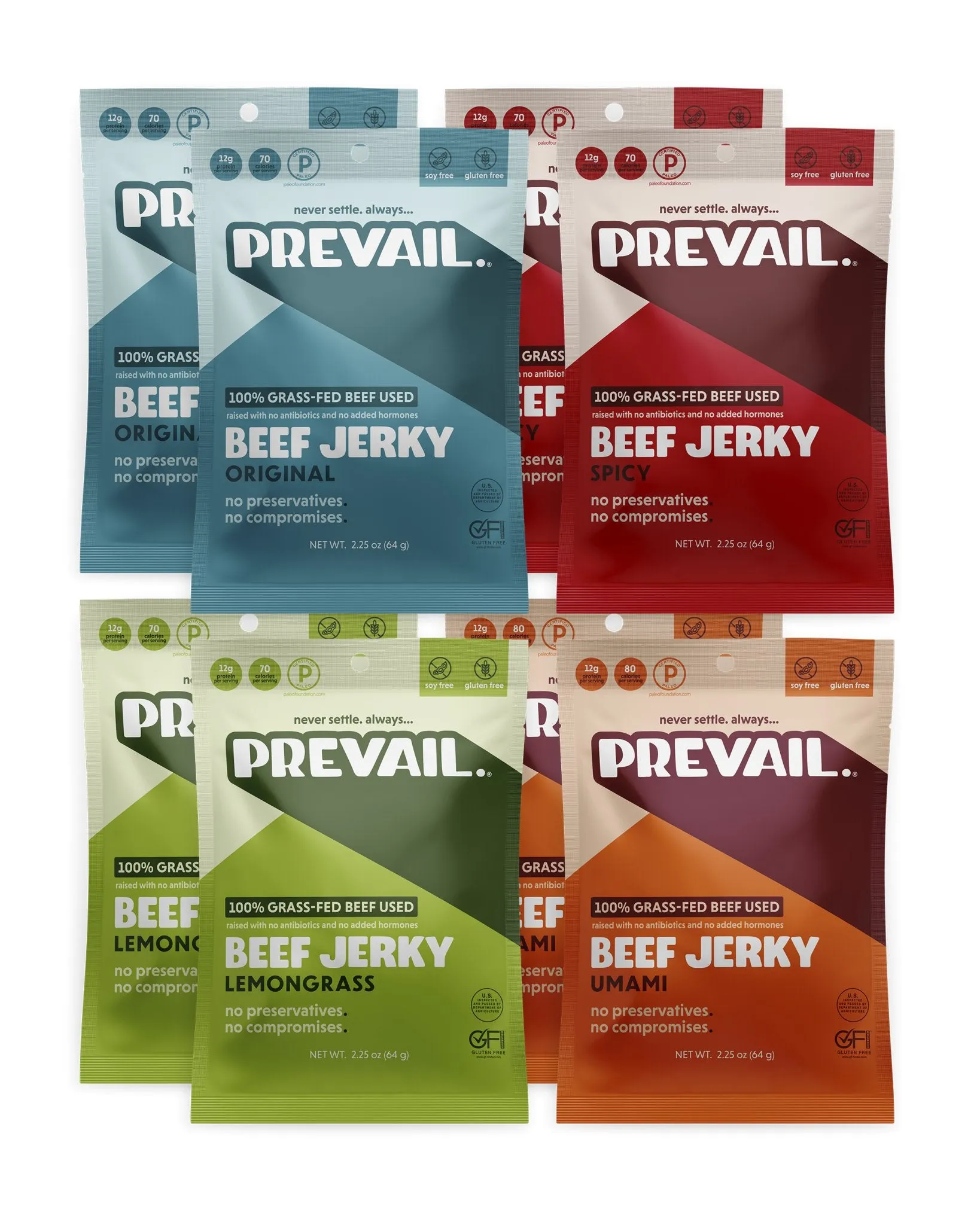 Prevail Jerky Variety Pack - 8 Bags x 2.25 oz