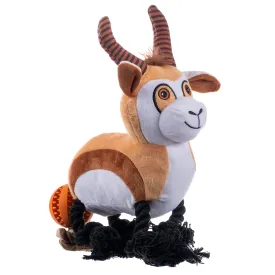 Pronk! Springbok Antelope 12 x 8 Inch Durable Soft Plush Squeaky Rope Dog Toy