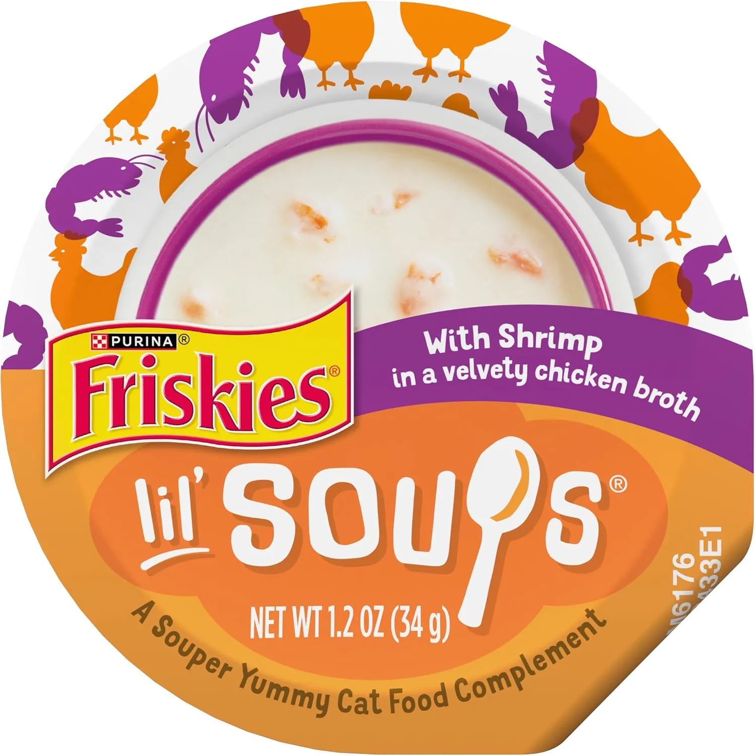 Purina Friskies Grain Free Lickable Cat Food Toppers Lil Soups With Shrimp in a Velvety Chicken Broth - (Pack of 8) 1.2 oz. Cups