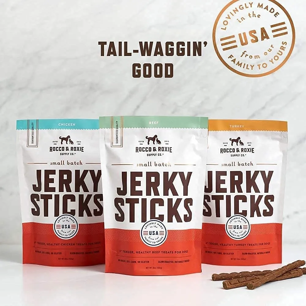 Rocco & Roxie Soft Dog Treats - Beef Jerky Sticks for Senior Dogs & Puppies - Best Training Treats for Small, Medium & Large Breeds - 1lb
