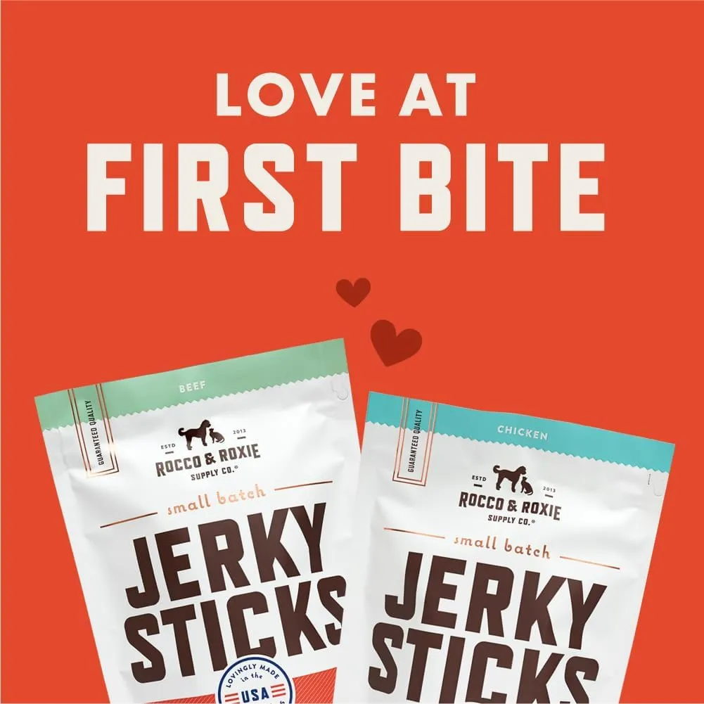 Rocco & Roxie Soft Dog Treats - Beef Jerky Sticks for Senior Dogs & Puppies - Best Training Treats for Small, Medium & Large Breeds - 1lb