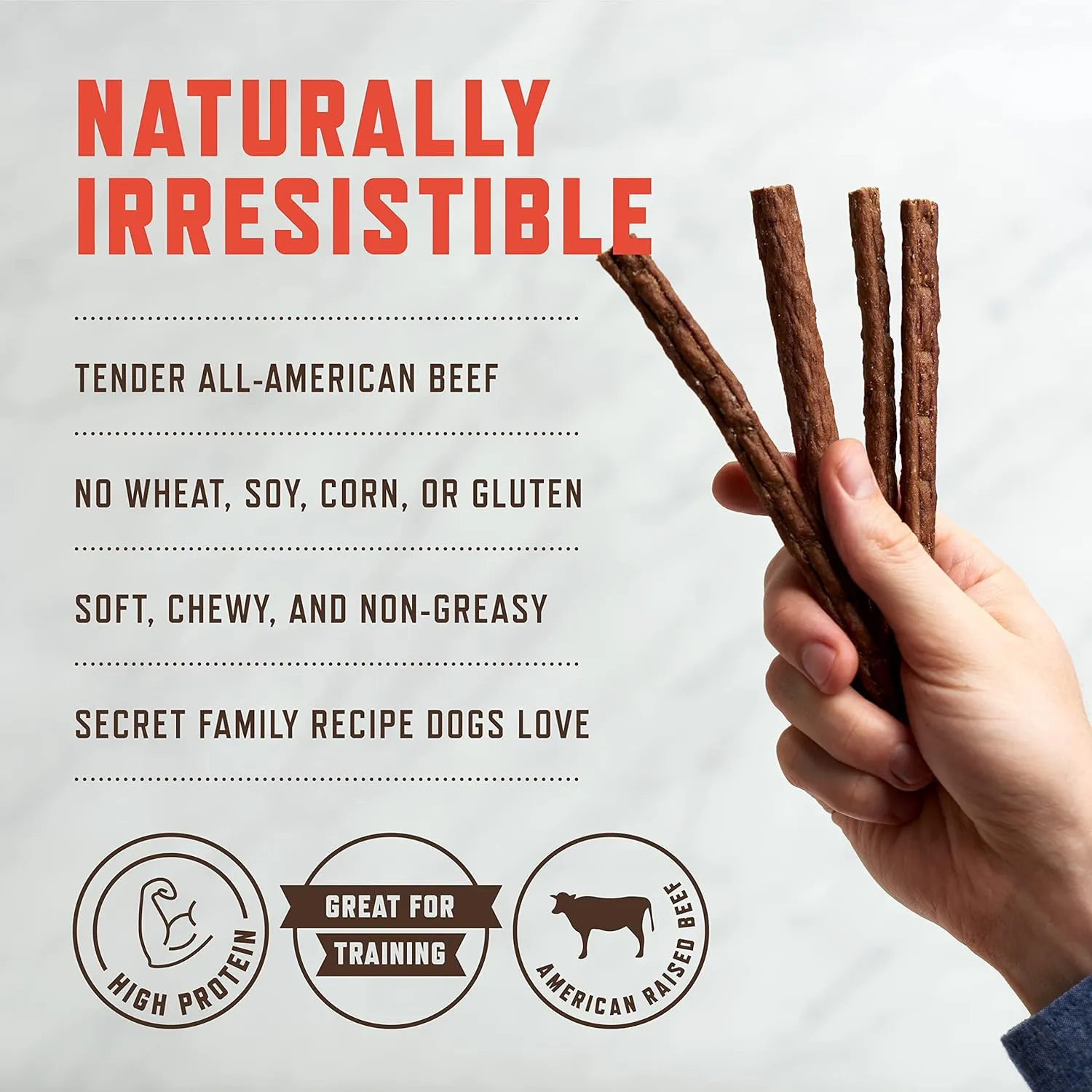 Rocco & Roxie Soft Dog Treats - Beef Jerky Sticks for Senior Dogs & Puppies - Best Training Treats for Small, Medium & Large Breeds - 1lb