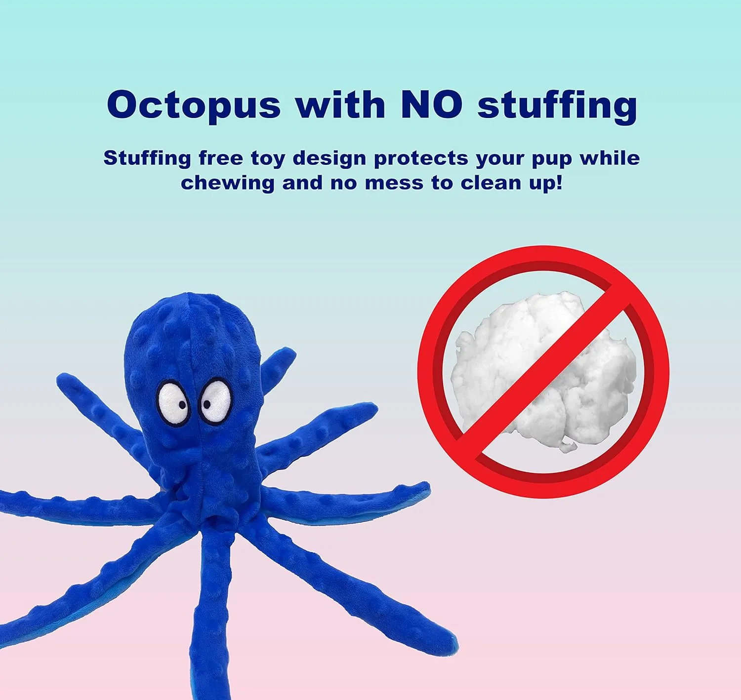 Squeaky Dog Toys for Small, Medium and Large Breeds - Tough, Durable and Soft Crinkle Plush Puppy Toys for Boredom (Octopus Ducky) 2pack