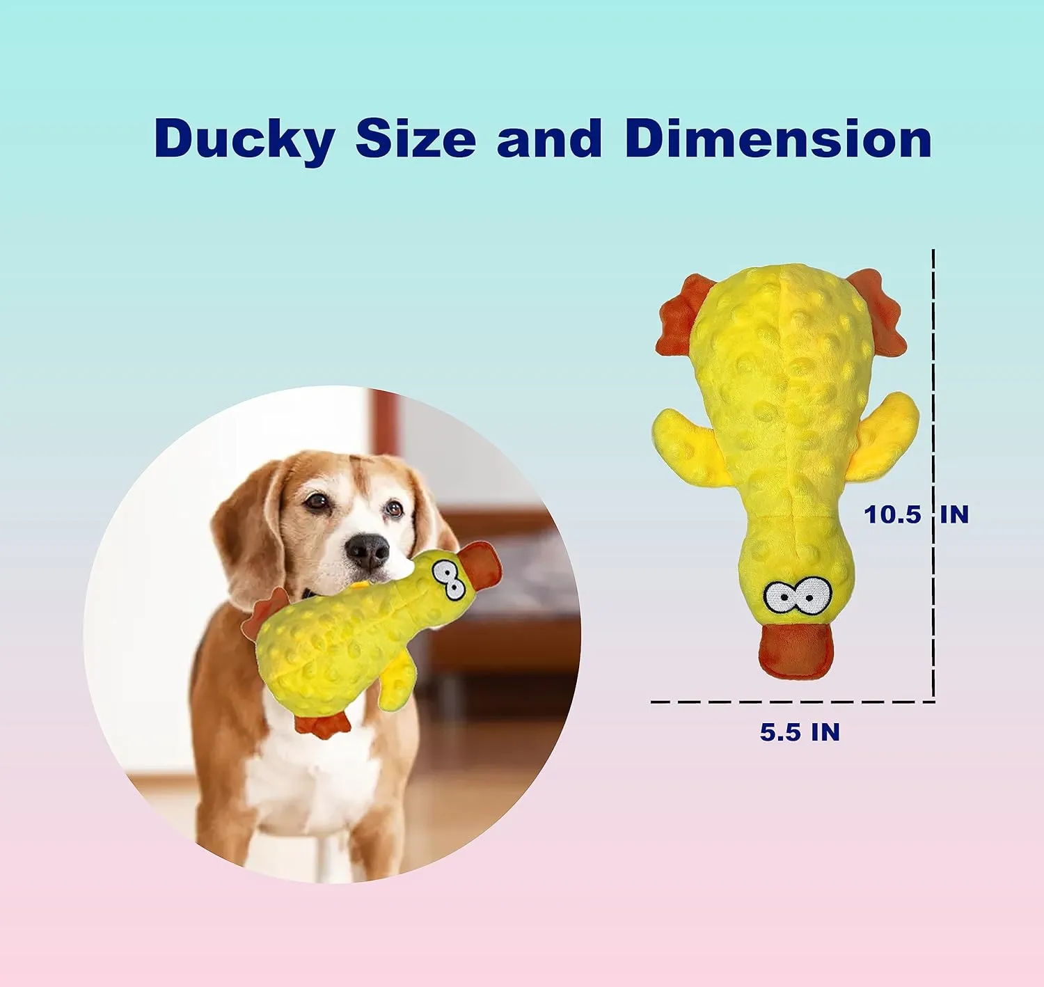 Squeaky Duck Dog Toy for Small, Medium and Large Dogs, Durable Interactive Dog Toys to Keep Them Busy, Soft Crinkle Plush Puppy Chew Toys Teething and Boredom (Mr. Ducky Yellow 1PC)