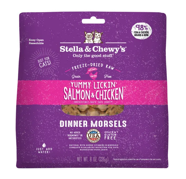 Stella & Chewy's Freeze-Dried Morsels for Cats - Yummy Lickin Salmon and Chicken Recipe, Freeze-Dried Raw Cat Food