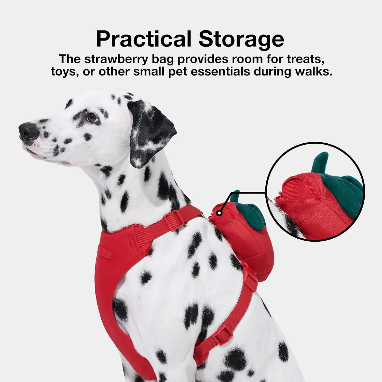 VETRESKA Strawberry Dog Harness and Leash Set, No Pull Dog Vest Harness for Medium Large Dogs, Walking and Training, Adjustable, Easy Control and Soft Padded Pet Harness and Backpack (S)